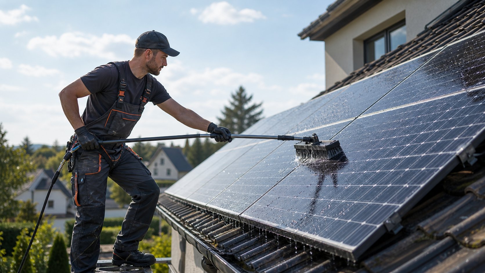 Mytí fotovoltaických panelů šetrnou technologií